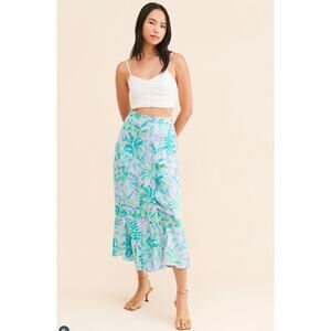 Lilly Pulitzer Skirt Women Small Britney Midi Tropical Preppy Resort Palm Beach
